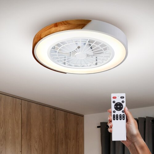  Brilagi-LED prigu&amp;scaron;iva svetiljka sa ventilatorom LED/30W/230V 3000-6500K bela/hrast + daljinski upravljač Slike