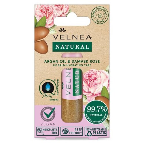 Velnea natural lip balm arganovo ulje i damask ruža 5,5ml Cene