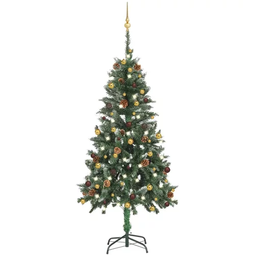  Umjetno božićno drvce s LED svjetlima i kuglicama 150 cm