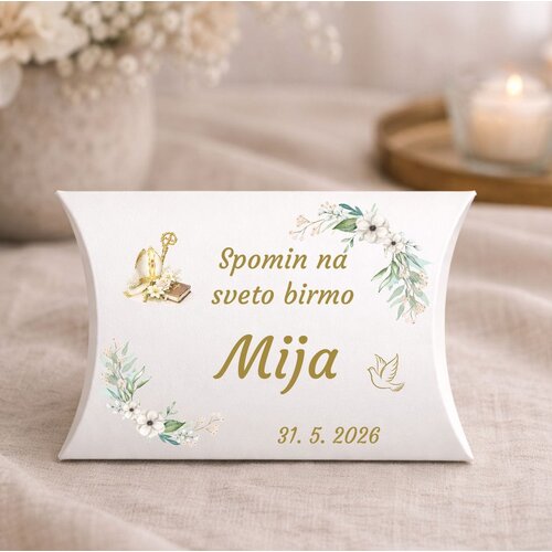  Konfeti za birmo - personalizirana škatlica z župniko kapo in rožicami BIRDAR 111-01 Cene