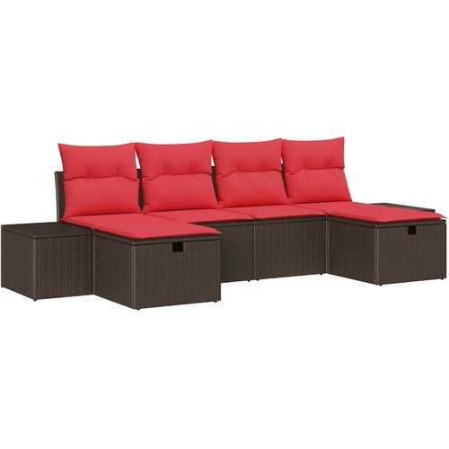 vidaXL Vrtna sedežna garnitura 6 pcs Rjava 55 x 62 x 69 cm Poly ratan, (5000020633) Cene