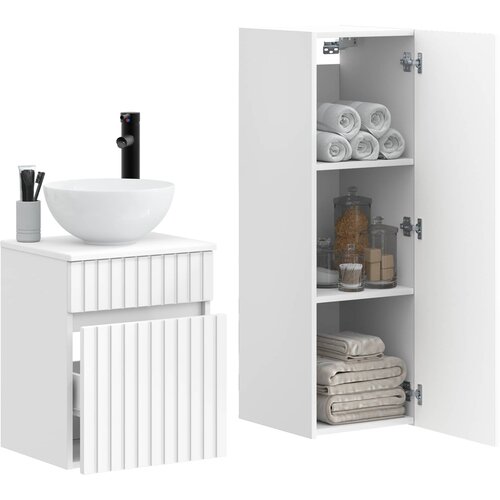  Set namje&amp;scaron;taja za kupaonicu 2 kom. Bijela 33 x 34,5 x 100 cm Slike