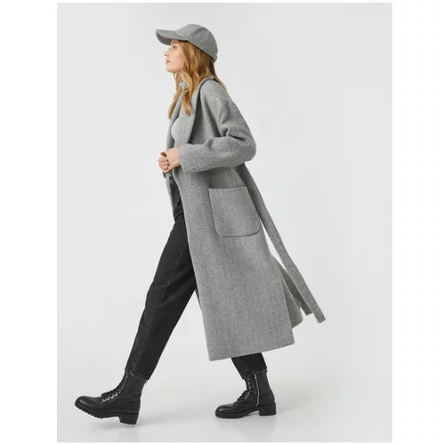 Koton Tiered Collar Belted Long Coat