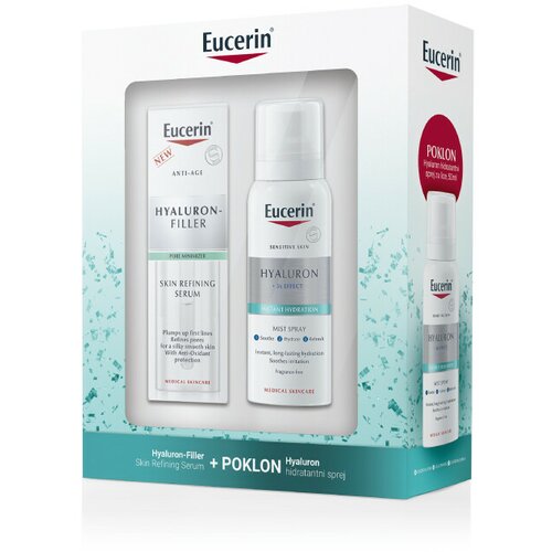 Eucerin box hyaluron-filler refining serum, 30 ml + mist spray, 50 ml gratis Slike