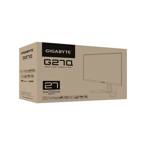 Gigabyte G27Q LED zaslon 68.6 cm (27 palac) Energetska učinkovitost 2021 G (A - G) 2560 x 1440 piksel QHD 1 ms USB 3.2 gen. 1 (USB 3.0), HDMI&amp;trade;, DisplayPort, slu&amp;scaron;alice (3.5 mm jack) IPS LED Slike