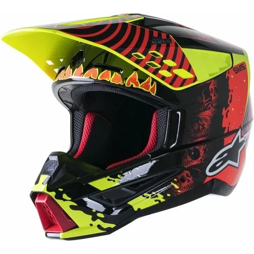 Alpinestars S-M5 Solar Flare Helmet Black/Red Fluorescent/Yellow Fluorescent/Glossy M Čelada