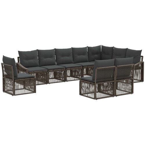  Sjedeća garnitura za vrt 10 kom. Siva poliratan 62 x 62 x 70 cm Slike