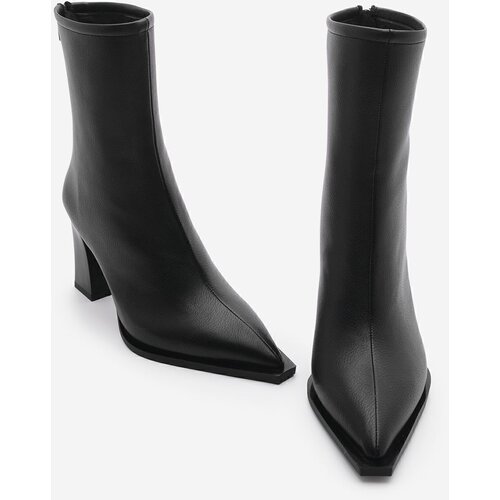 Marjin Women's Heeled Boots Pointed Toe Zipper At The Back Thick Heels Kikas Black. Cene