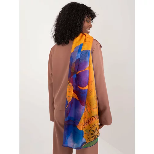 Fashion Hunters Orange-cobalt scarf with print