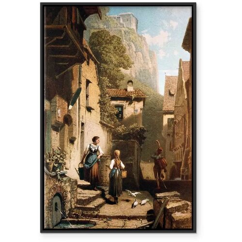  Slika - Carl Spitzweg &amp;ndash; Im Dachst&amp;uuml;bchen 60x90 U crnom drvenom okviru Slike