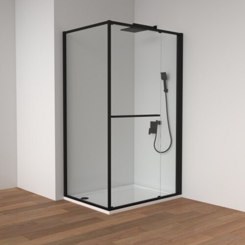 Copen atlas pro 1V pravougaona tu&amp;scaron; kabina matt black, staklo 6mm - 100x90x200 cm C-02-B43K10901V Slike
