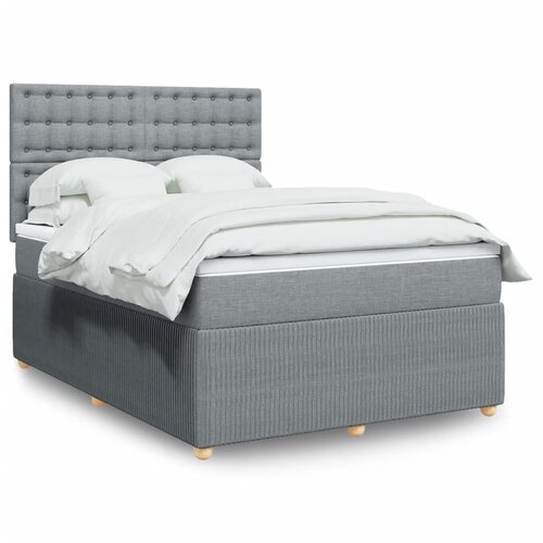 vidaXL Box spring postelja z vzmetnico svetlo siva 140x200 cm blago Cene