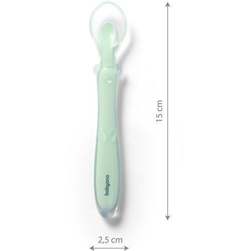 BabyOno Silicone Spoon 6m+ žlička za otroke Mint 1 kos Slike