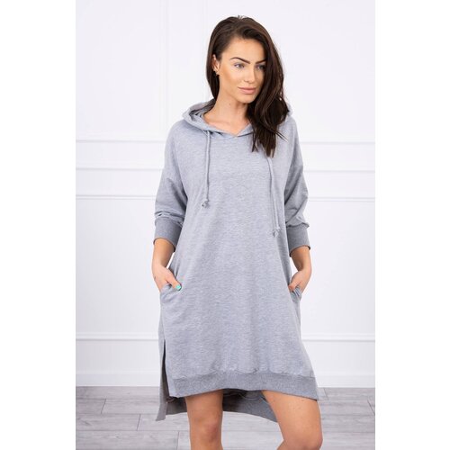 Kesi Dress with a hood and a long back in gray Slike