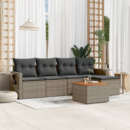 vidaXL 6-dijelni set vrtnih sofa od poliratana s jastucima sivi Cijene