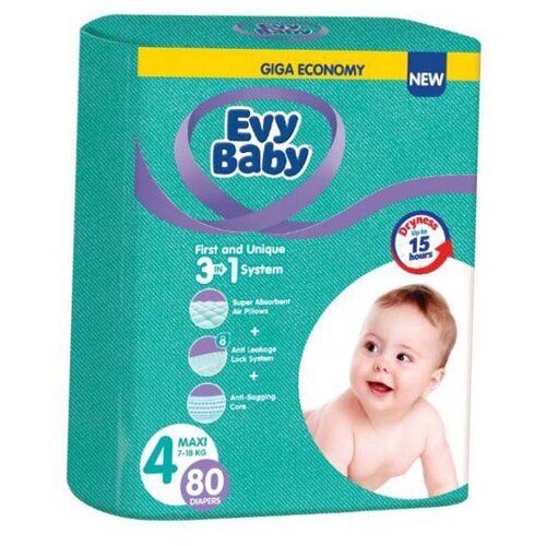 Evy Baby Pelene za bebe Giant 4 Maxi 8 - 18kg, 80kom, 3u1 Cene