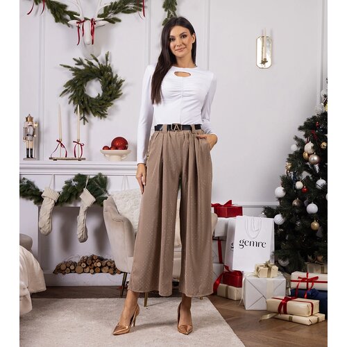 Gemre Beige loose trousers decorated with rhinestones Hira Cijene