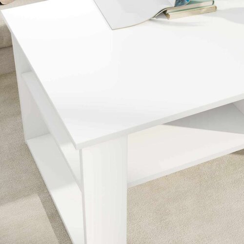  Stolić za kavu s pohranom Bijelo 96 x 54 x 44 cm Konstruirano drvo Slike