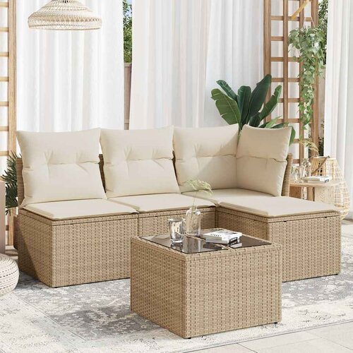 5-dijelni vrtni set sofa s jastucima bež od poliratana Cijene