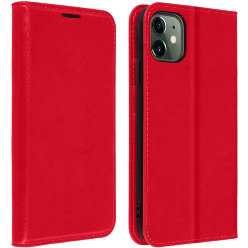 AVIZAR Etui, držalo za kartice in stojalo za video iz pravega usnja - rdeca str. Apple iPhone 11, (20600154) Cene