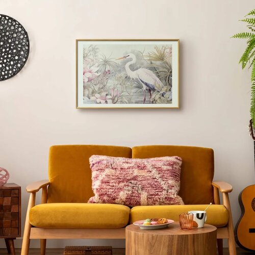  Plakat - Heron Wading in a Pond - illustration in light colors 60x40 Zlatni okvir s margom Slike