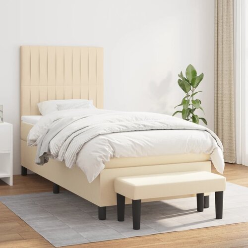  Krevet s oprugama i madracem krem 90 x 190 cm od tkanine Cijene