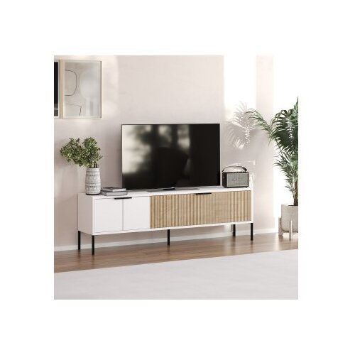 Hanah home tv polica noah white rattan Cene