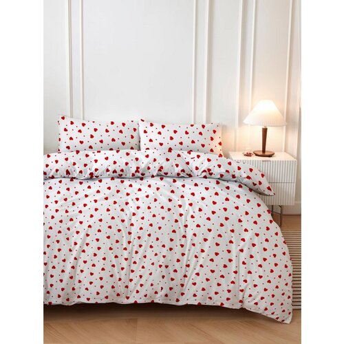  love heart redwhite super king quilt cover set (fr) Cene