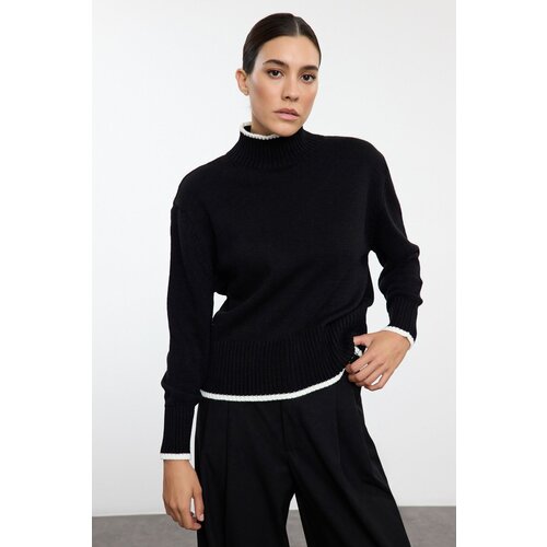 Trendyol Black Wide Fit Basic Color Blocked Knitwear Sweater Cijene
