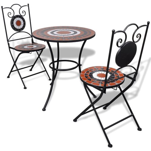  3-dijelni bistro set s keramičkim pločicama terakota-bijeli Cijene