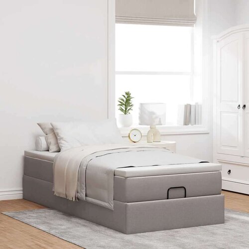 VidaXL otomanski okvir kreveta s madraca smeđesivi 90x190cm tkanine Slike