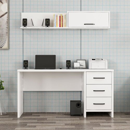 Woody Fashion Troy - White White Study Desk Cene