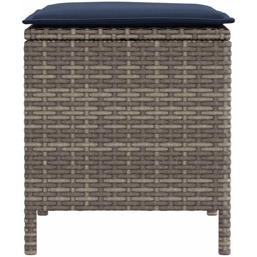  Vrtni otoman 2 Komad Siva i tamnoplava 38 x 38 x 45 cm PE ratan Slike