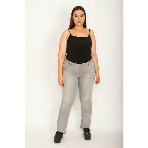 Şans Women's Plus Size Gray 5 Pocket Lycra Jeans Cene
