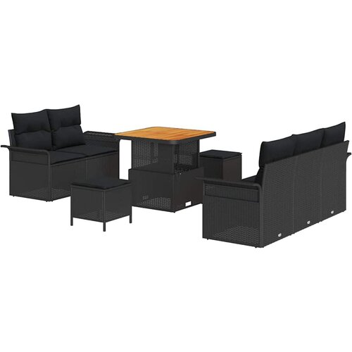 vidaXL Vrtna sedežna garnitura z blazino 8 pcs Črna 80 x 80 x 71 cm, (5000020311) Cene