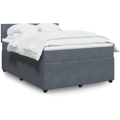 VidaXL Box spring postelja z vzmetnico temno siva 160x200 cm žamet Slike