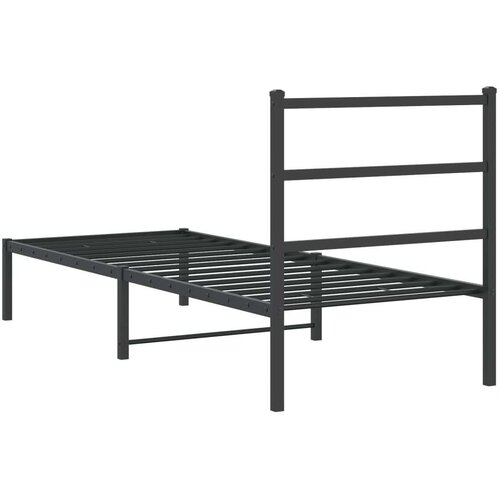 VidaXL Metalni okvir za krevet s uzglavljem crni 75x190 cm Slike