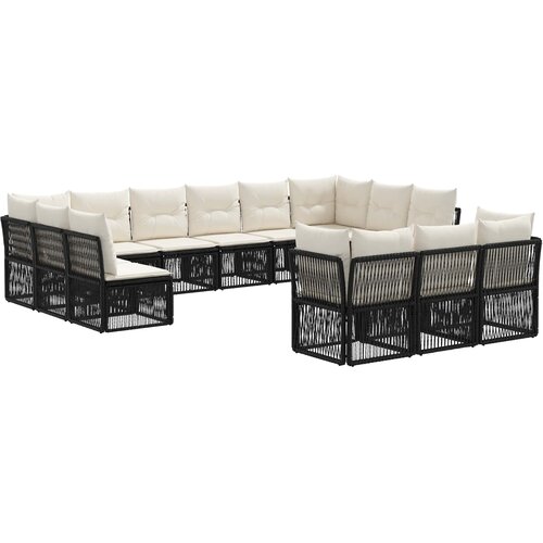 vidaXL Vrtna sedežna garnitura 13 pcs Črna poli ratan, (5000269236) Cene