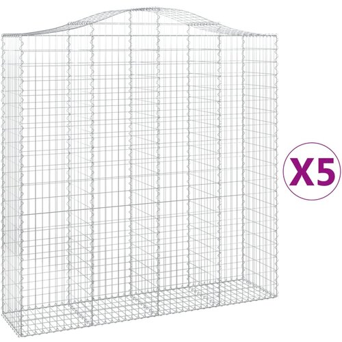 vidaXL Obokane gabion košare 5 kosa 200x50x200/220 cm pocinkano železo, (20981928) Cene