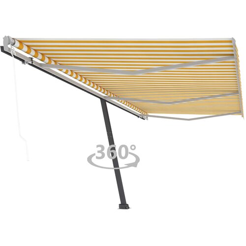 vidaXL Prostostoječa avtomatska tenda 600x350 cm rumena/bela Cene