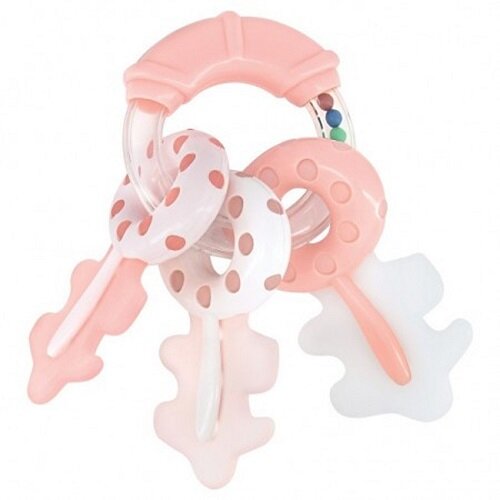 Kikka Boo silikonska glodalica sa zvečkom Keys pink Slike