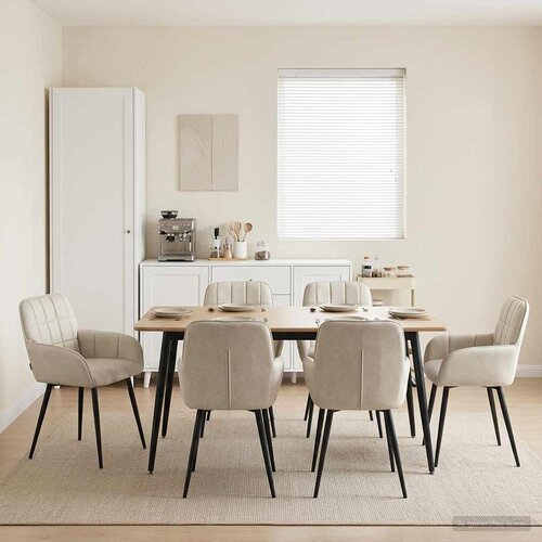 vidaXL Trpezarijske stolice 6 pcs Baršun Krem 57 x 50 x 85 cm Cene