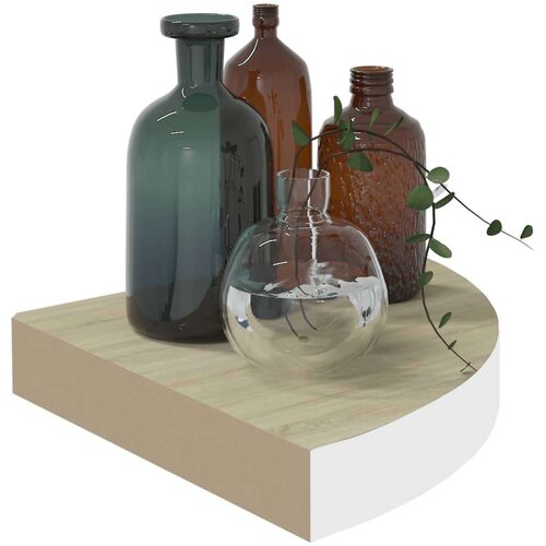 VidaXL Kotne stenske police 2 kosa hrast in bele 35x35x3,8 cm MDF Slike
