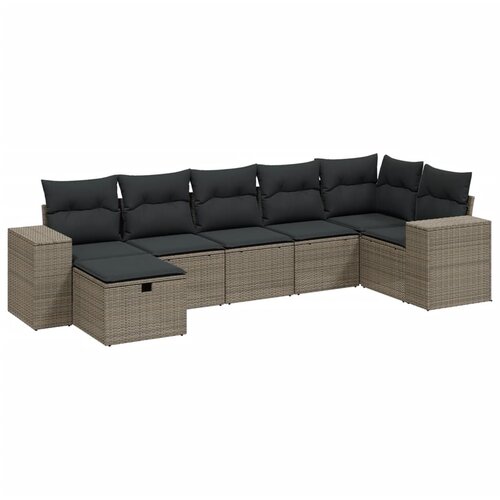 vidaXL 7-dijelni set vrtnih sofa svjetlosivi od poliratana Cijene
