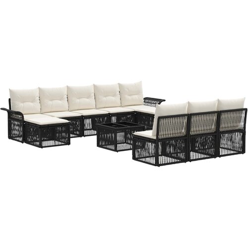 vidaXL Vrtna sedežna garnitura 11 pcs Črna poli ratan, (5000272231) Cene