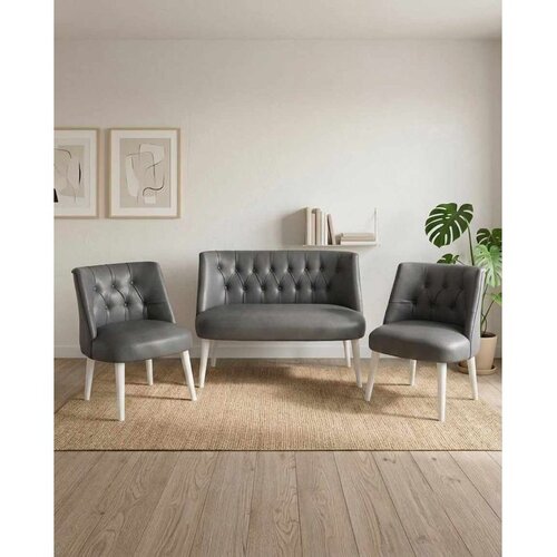 Atelier Del Sofa Az-Tkmln-01-Byz set od 2 fotelje i dvoseda, siva Cene