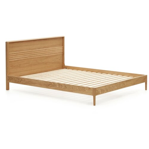 Kave Home Bračni krevet od punog hrasta s podnicom 180x200 cm u prirodnoj boji Lenon – Cijene