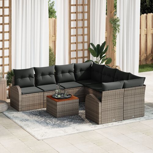 vidaXL set od 9 vrtnih sofa s jastučićima sivi poli ratan akacija Cene