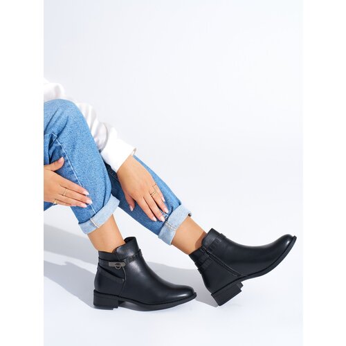 Shelvt Women's black low-heeled ankle boots Cene