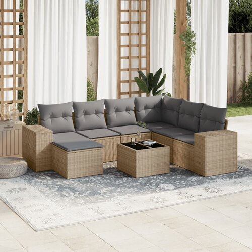 vidaXL 8-dijelni set vrtnih sofa od poliratana s jastucima bež Cijene